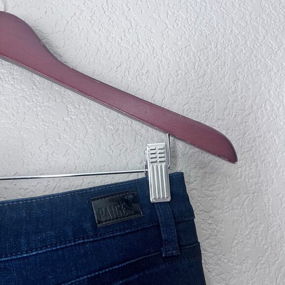 Paige Women’s Hourglass Dark Wash Denim Flare Jeans Stretch Curvy 34 Plus - Picture 4 of 8